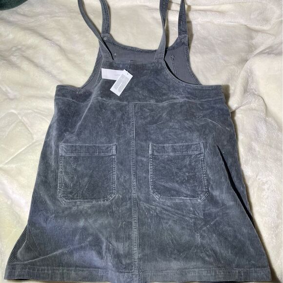 NWT American Eagle Outfitters Corduroy Overall Dress Charcoal Gray - Picture 3 of 7
